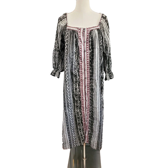 CLEOBELLA Printed Cottage-Core Lightweight-Cotton Front Button Midi Dress Small - Picture 3 of 6